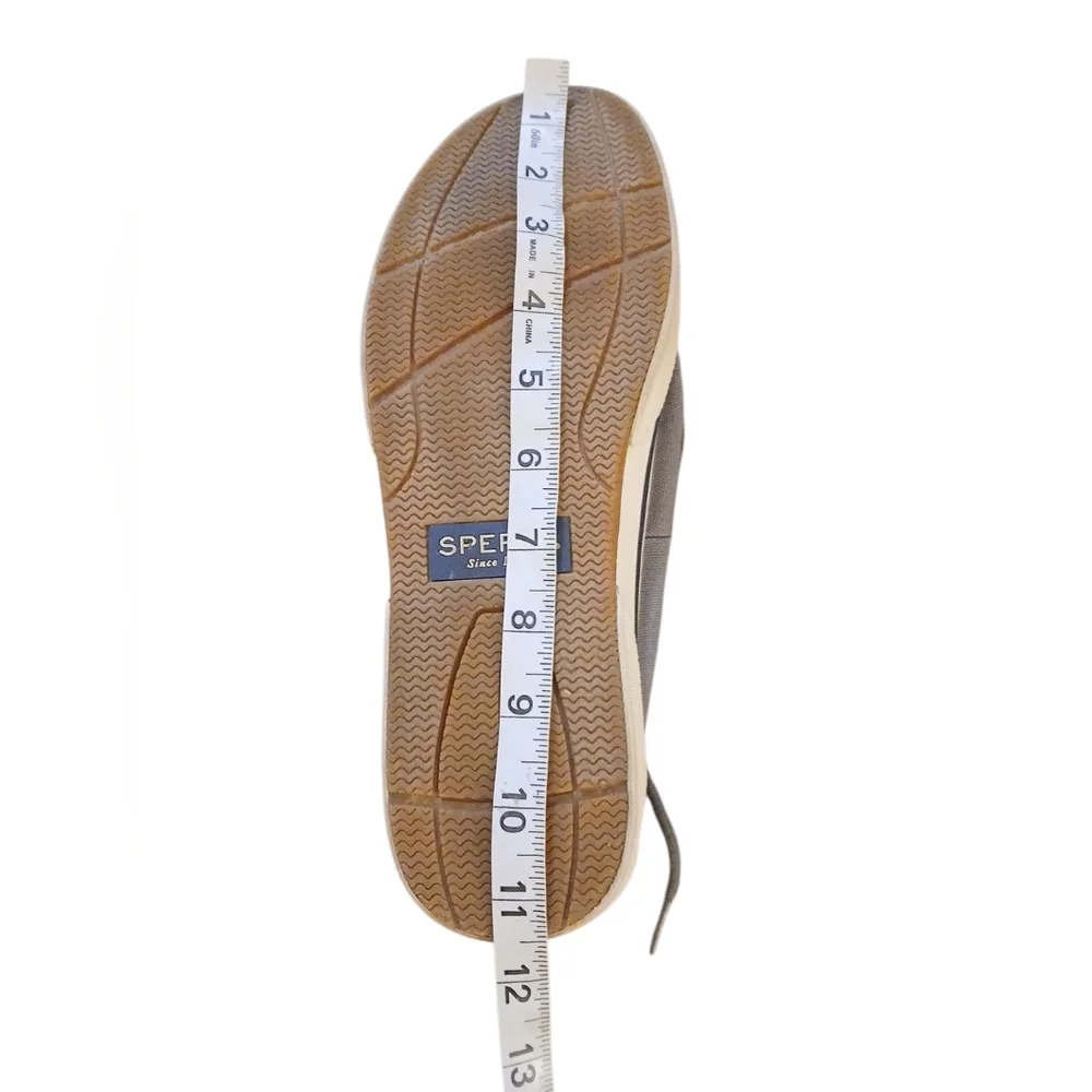 SPERRY Halyard Canvas Top Sider Boat Shoes. Mens. Size 9. Grey/chocolate.